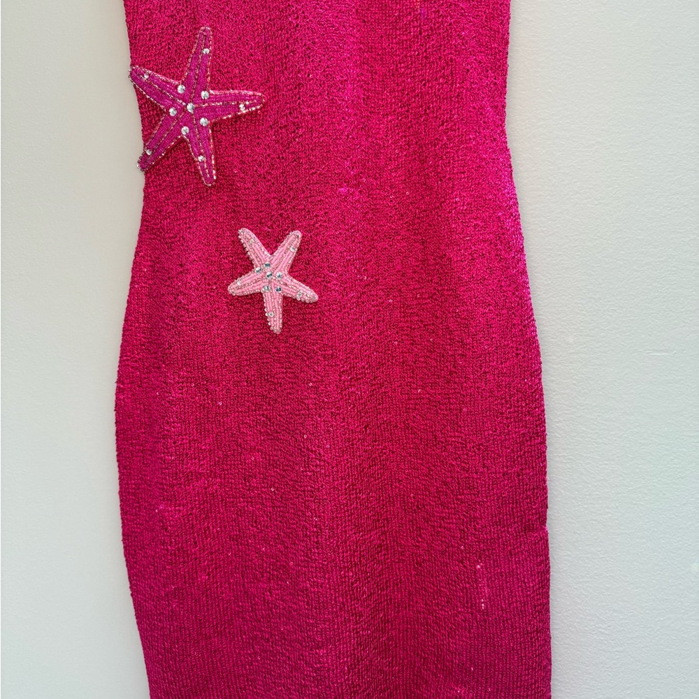 New White Fox Gen Z Love Sequin Starfish Knit Mini Dress Pink Size S - Picture 4 of 9